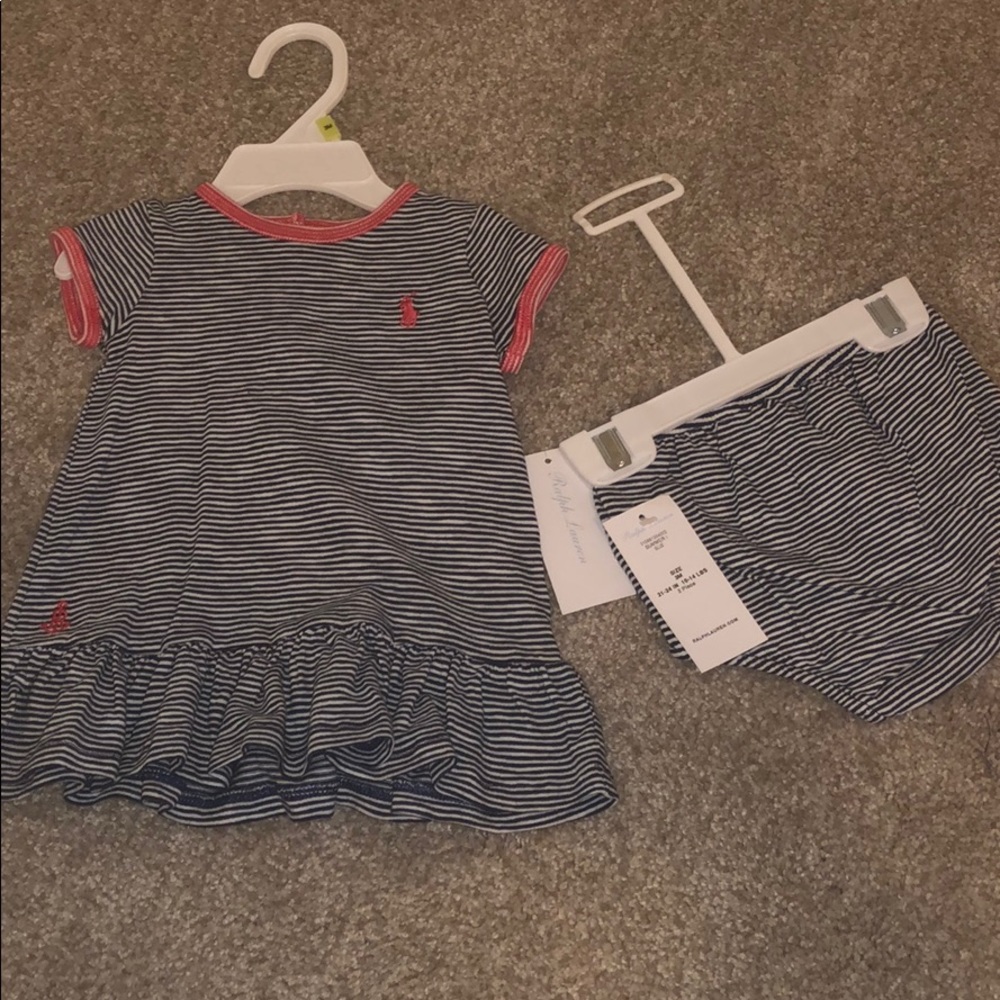NWT Ralph Lauren striped dress and bottoms 3m girl